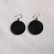 Woven Small Disc Earrings- Black