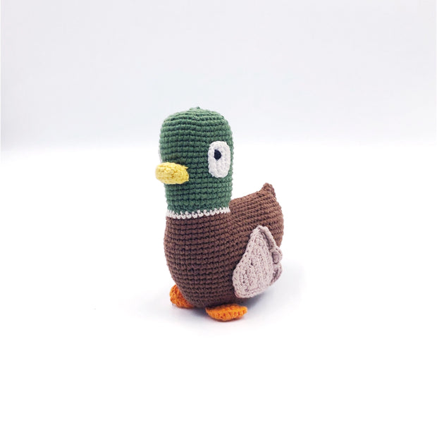 Hand Knitted Mallard Duck Rattle - Mango + Main