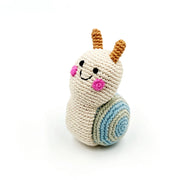 Hand Knitted Snail Rattle - Cream - Mango + Main