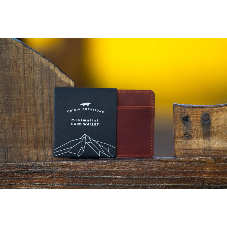 Leather Minimalist Card Holder Wallet - Brown