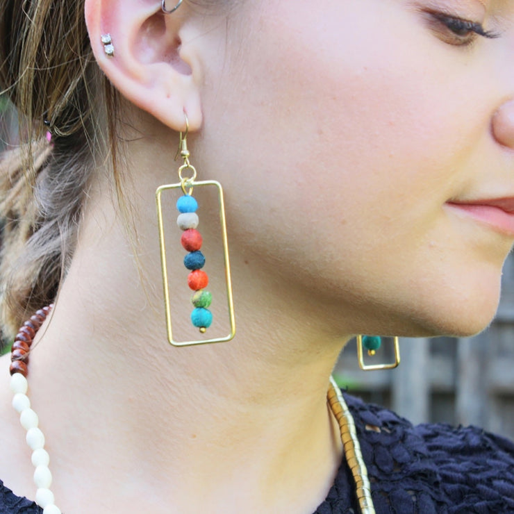 Framed Kantha Earrings - Mango + Main