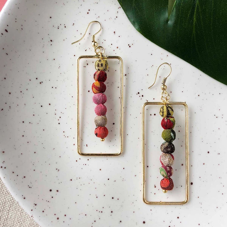 Framed Kantha Earrings - Mango + Main
