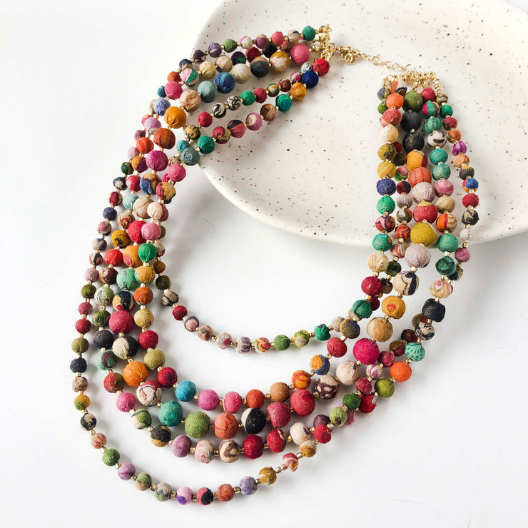 Intertwining Kantha Necklace - Mango + Main