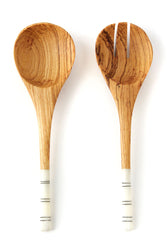 Short and Sweet Wild Olive Wood Salad Servers